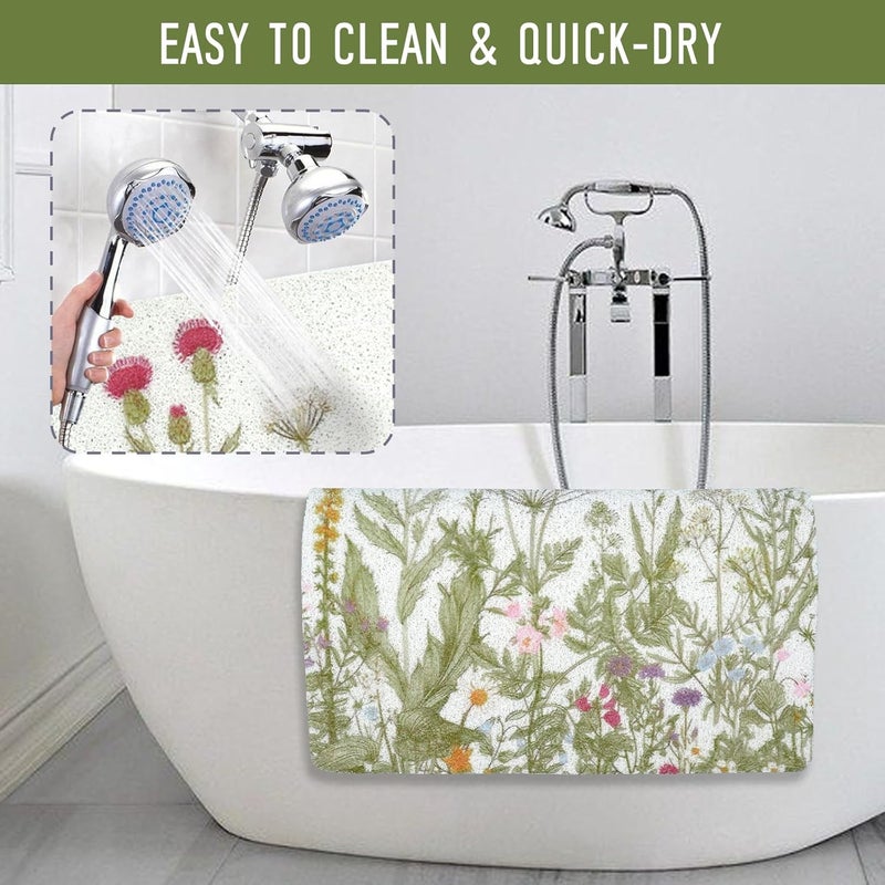 aquoechd Square Shower Mat, 24 x 24 Inch Non Slip Flower Shower Stall Mat, Quick-Dry PVC Loofah Bath Mat for Shower Tub Bathroom - Image 5
